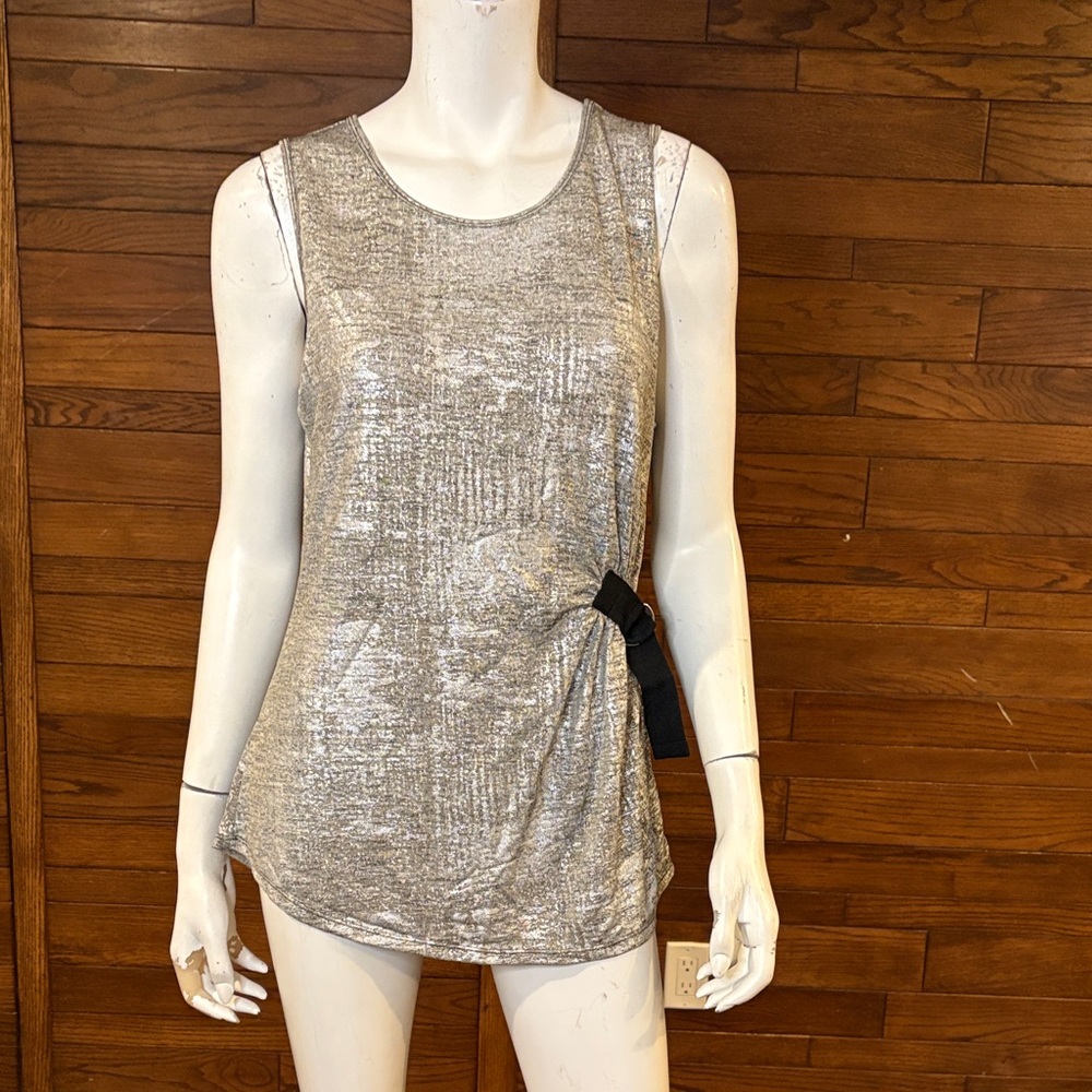 Trouve Shimmering Silver Tank with Black Accent